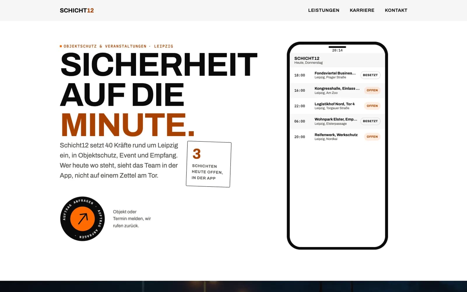 Bildschirm von Schicht12